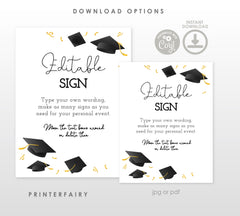 Editable Graduation Party Sign, College Grad Decor (Instant Download)