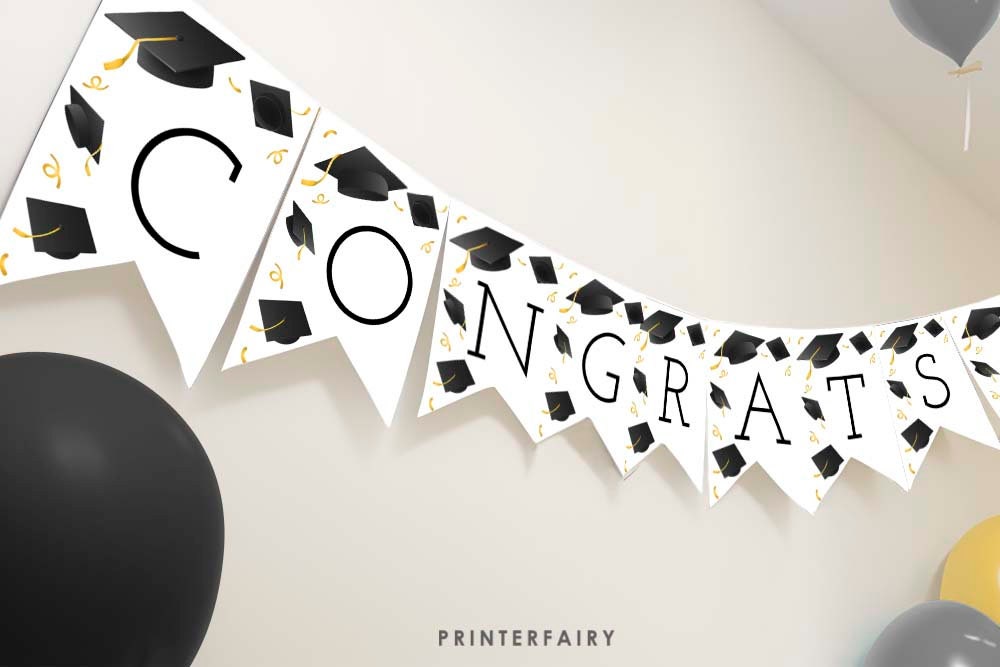Graduation Party Banner Editable Template, Add your own Text, Instant Download