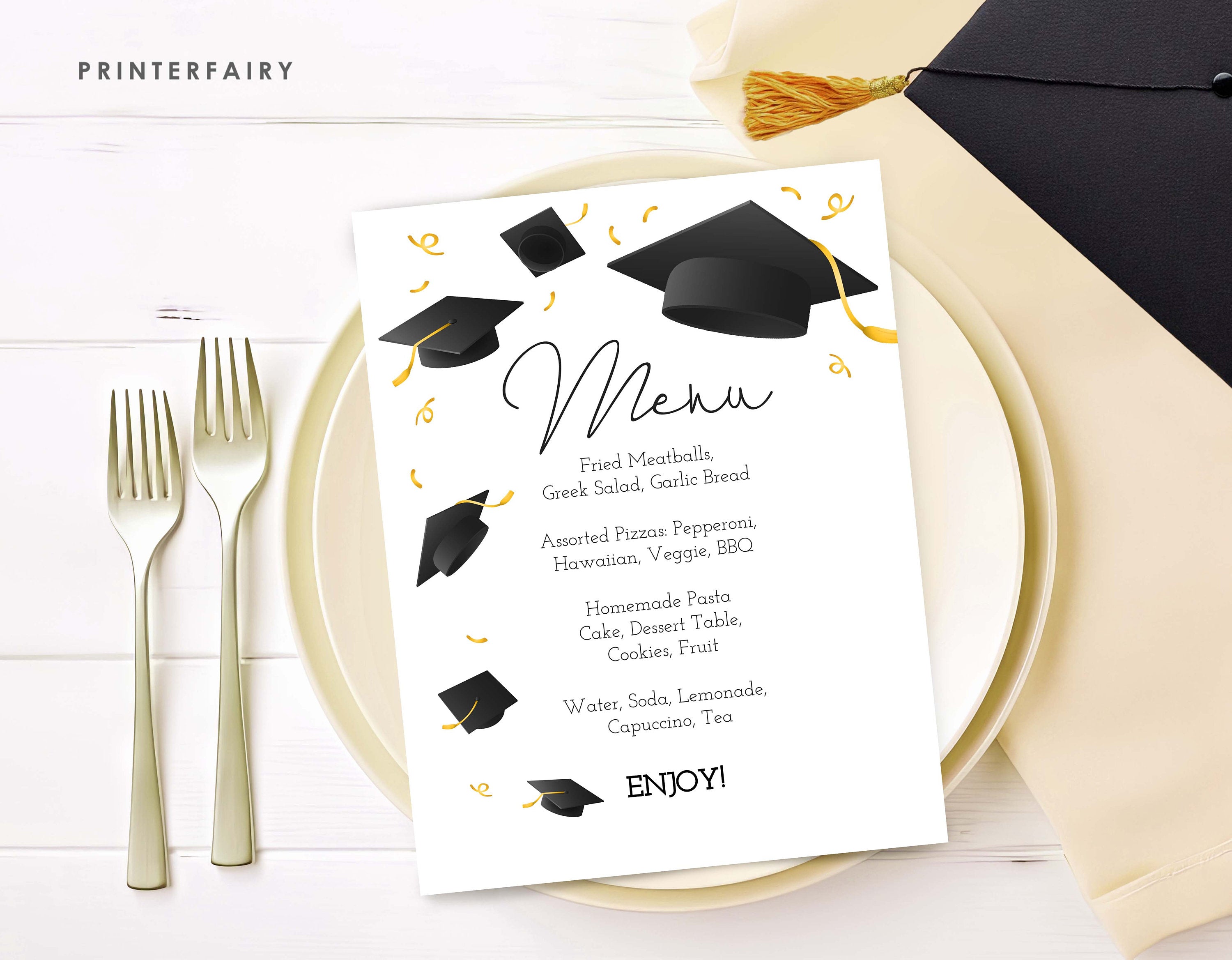 Graduation Party Menu Sign, Editable Template, College Grad Decor (Digital Download)