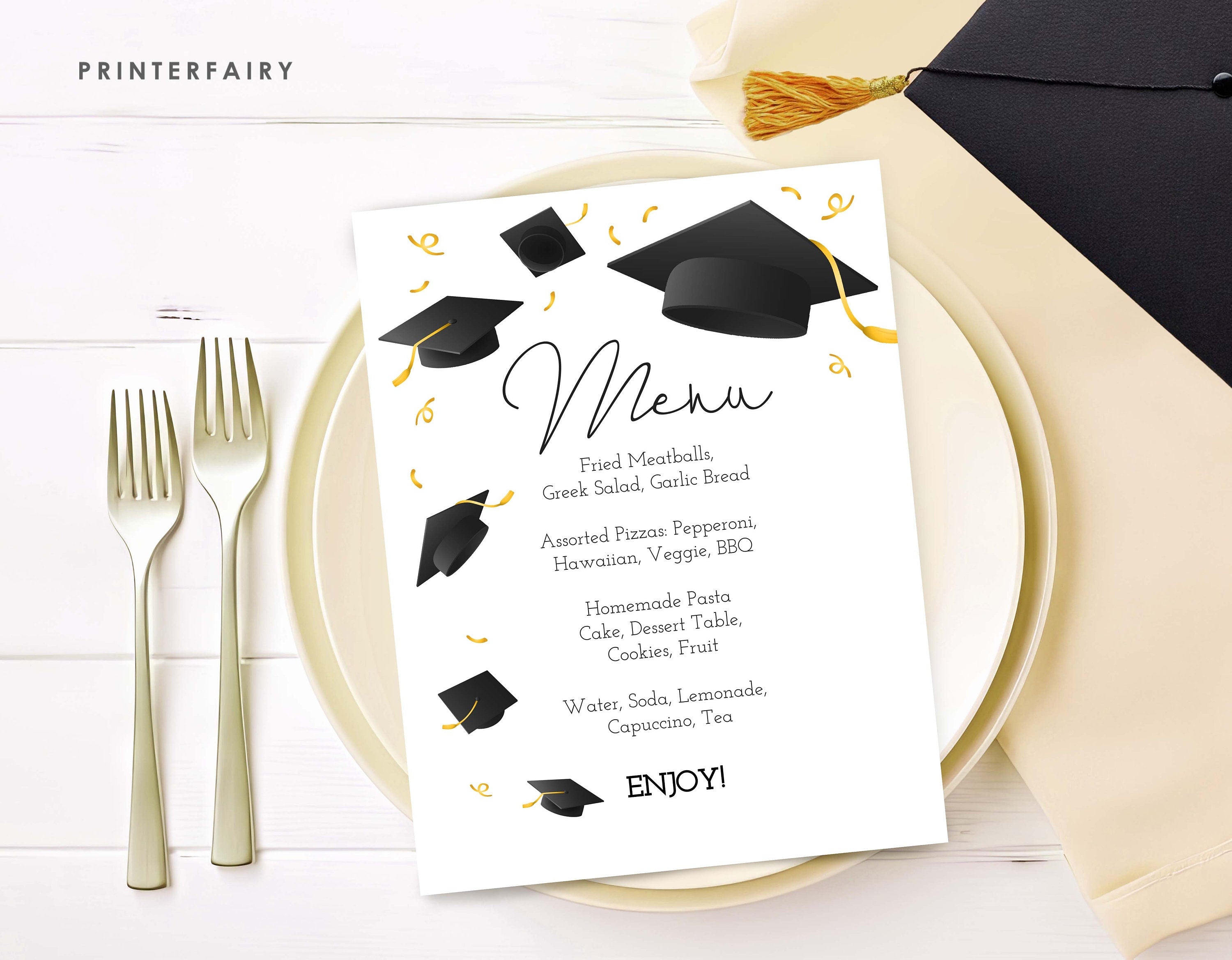 Graduation Party Menu Sign, Editable Template, College Grad Decor (Digital Download)