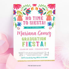 Graduation Fiesta Invitation, Mexican Theme, Editable Template (Digital)