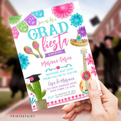 Graduation Fiesta Invitation, Editable Template, Mexican Theme (Digital Item)
