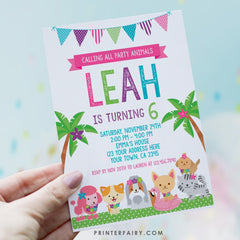 Puppy Luau Birthday Invitation, Pet Adoption Party (Digital Invite)
