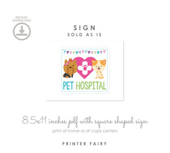 Pet Adoption Party Sign, Vet Check-Up, Puppy & Kitty Designs (Digital files)