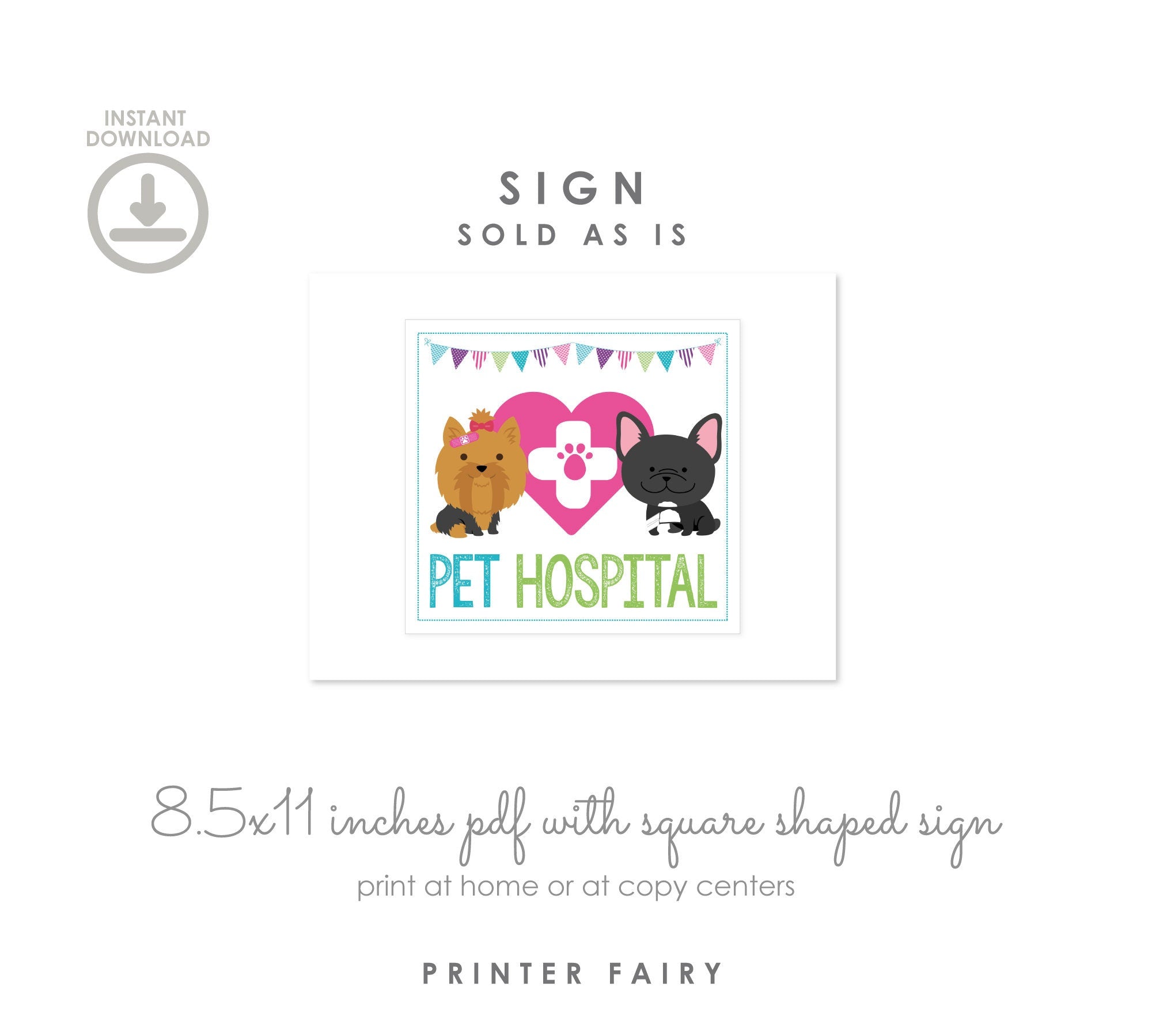 Pet Adoption Party Printables, Pet Hospital Vet Checkup (Digital Download)