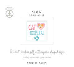 Cat Adoption Party Printable Sign, Vet Checkup (Instant Download)