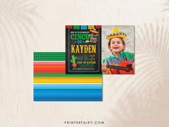 Fiesta Birthday Invitation with Photo, Cinco de Mayo, EDIT YOURSELF (Digital Invite)