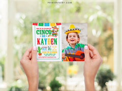 Fiesta Birthday Invitation, Cinco de Mayo Photo Invite (Digital)