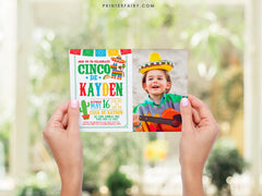 Fiesta Birthday Invitation, Cinco de Mayo Photo Invite (Digital)