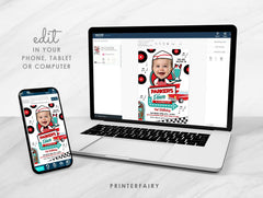 Diner Birthday Invitation with Photo Editable Template for Any Age, INSTANT DOWNLOAD