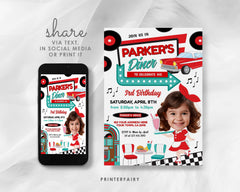 Diner Birthday Invitation with Photo, Editable Template (Digital Download)