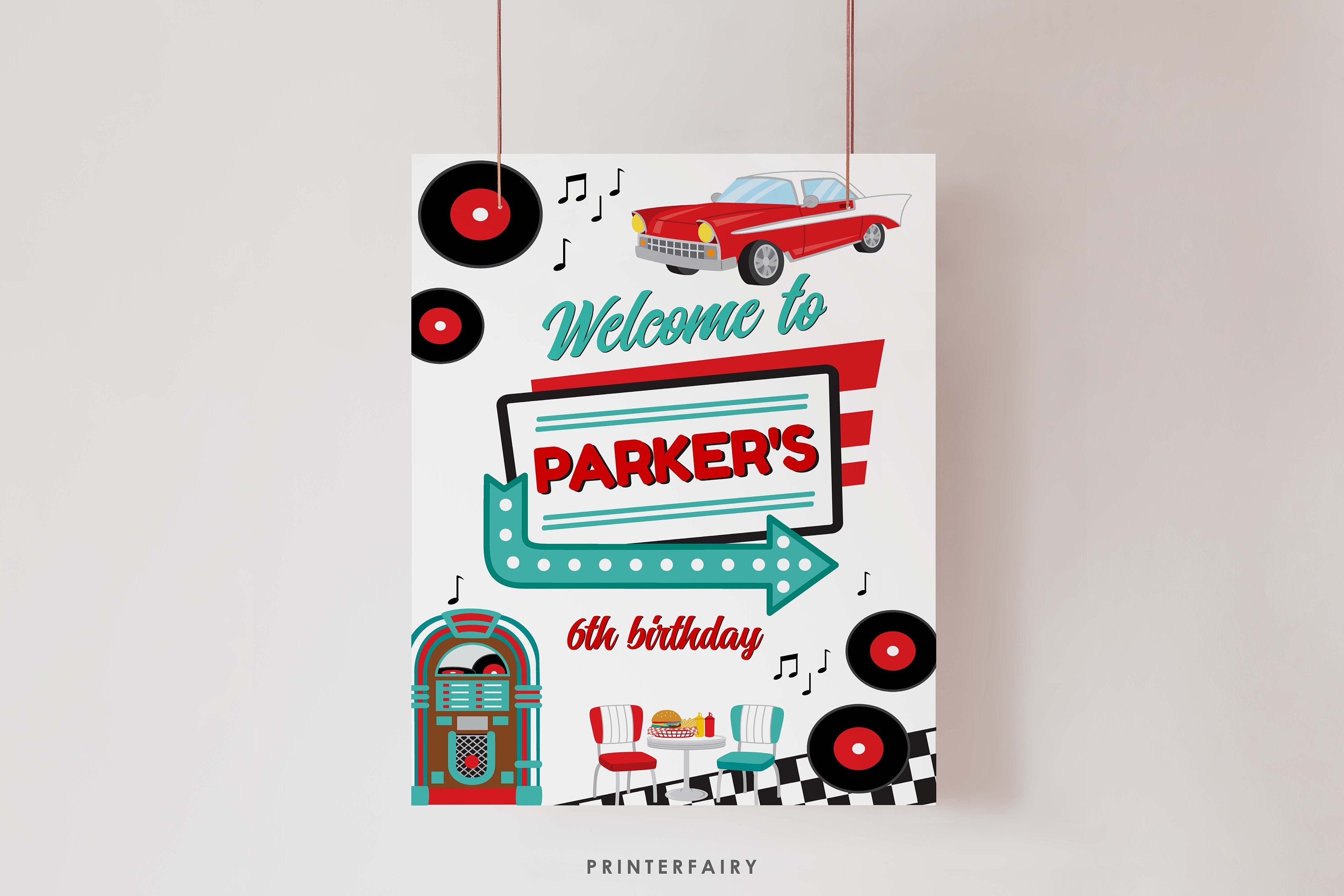 Diner Welcome Sign Editable Template, INSTANT DOWNLOAD