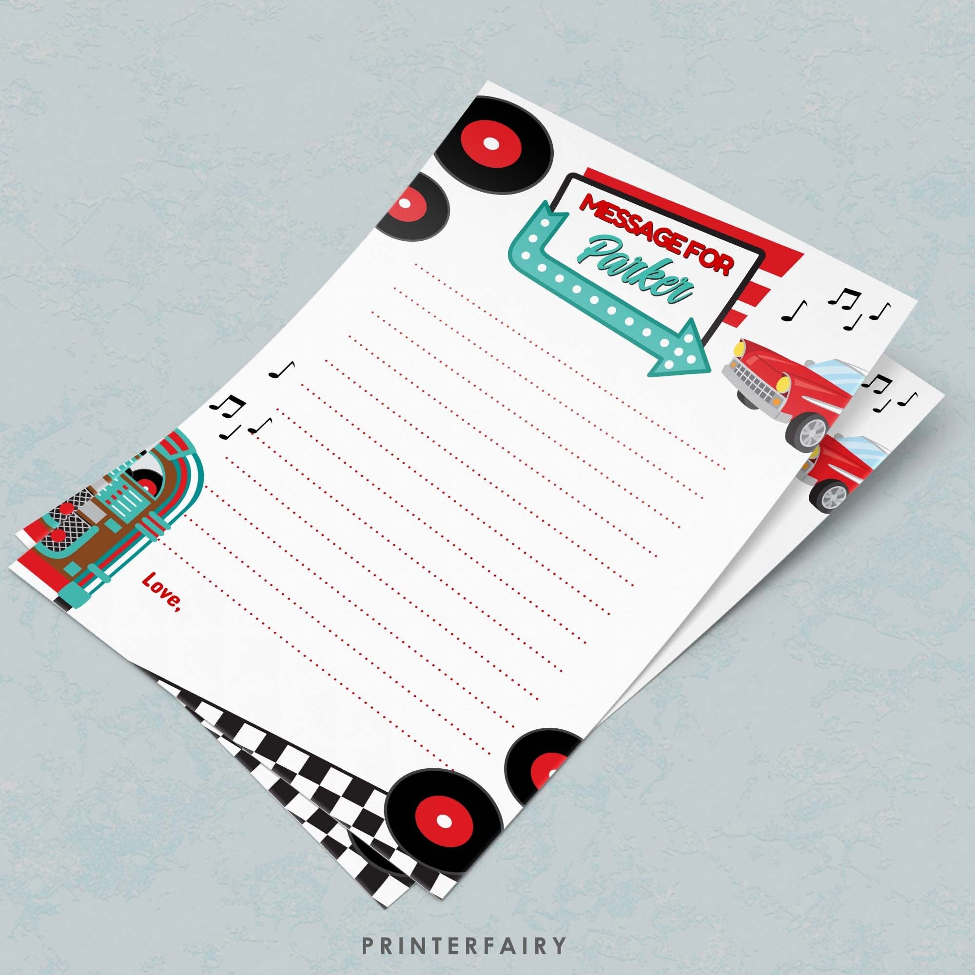 Editable Diner Time Capsule Sign, 1950s Sock Hop Party Game (Digital Download)