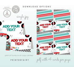 Diner Food Signs Editable Place Cards Template, INSTANT DOWNLOAD