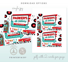Editable Diner Party Favor Box Label, 50s Sock Hop Soda Shop Theme (Digital Download)