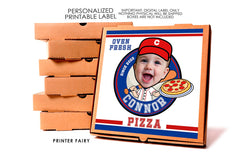 Personalized Pizza Baseball Birthday Box Label (Digital Download)