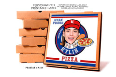Personalized Pizza Baseball Birthday Box Label (Digital Download)