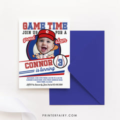 Baseball Photo Birthday Invitation, Grand Slam Theme (Digital)