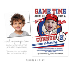 Baseball Photo Birthday Invitation, Grand Slam Theme (Digital)