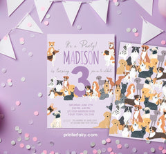 Puppy Birthday Invitation, Pet Adoption Party (Instant Download)