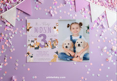 Puppy Adoption Birthday Paw-ty Invitation with Photo (Editable Digital Item)