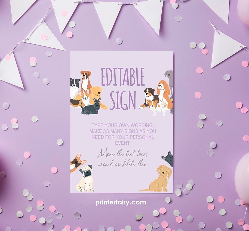 Puppy Adoption Birthday Sign, Editable Paw-ty Decor (Digital Download)