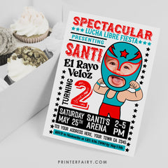 Personalized Lucha Libre Birthday Invitation with Photo (Digital)