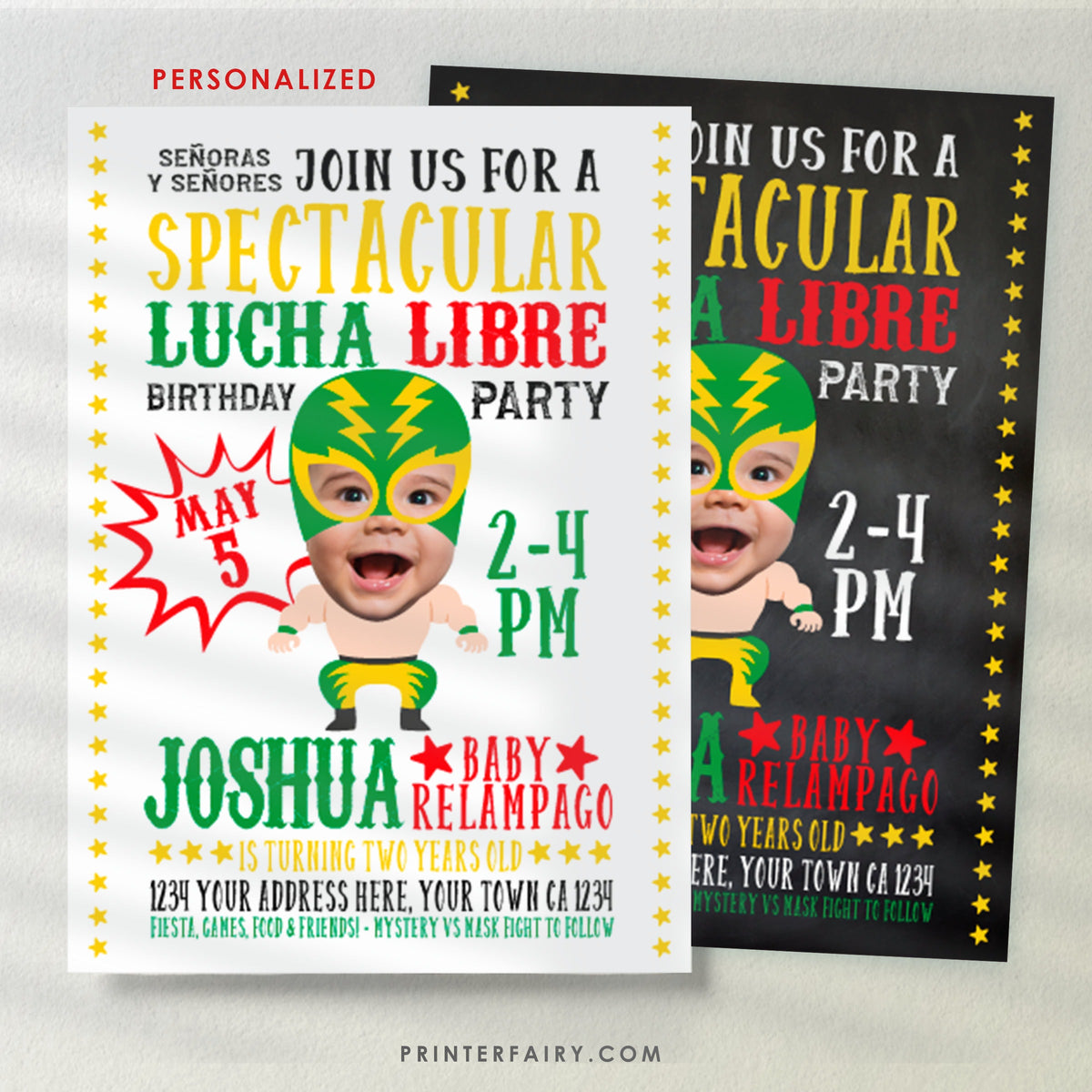 Personalized Lucha Libre Birthday Invitation, Photo, Fiesta (Digital Invite)