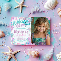 Under the Sea Birthday Invitation with Photo, Ocean Theme (Editable, Instant Download)