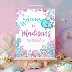 Under The Sea Birthday Welcome Sign, Editable Party Decoration (Digital Download)