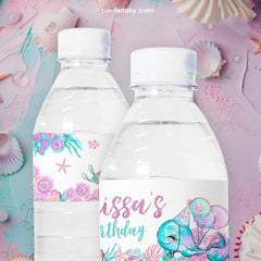 Under The Sea Birthday Party Water Bottle Labels, Editable Template (Instant Download)