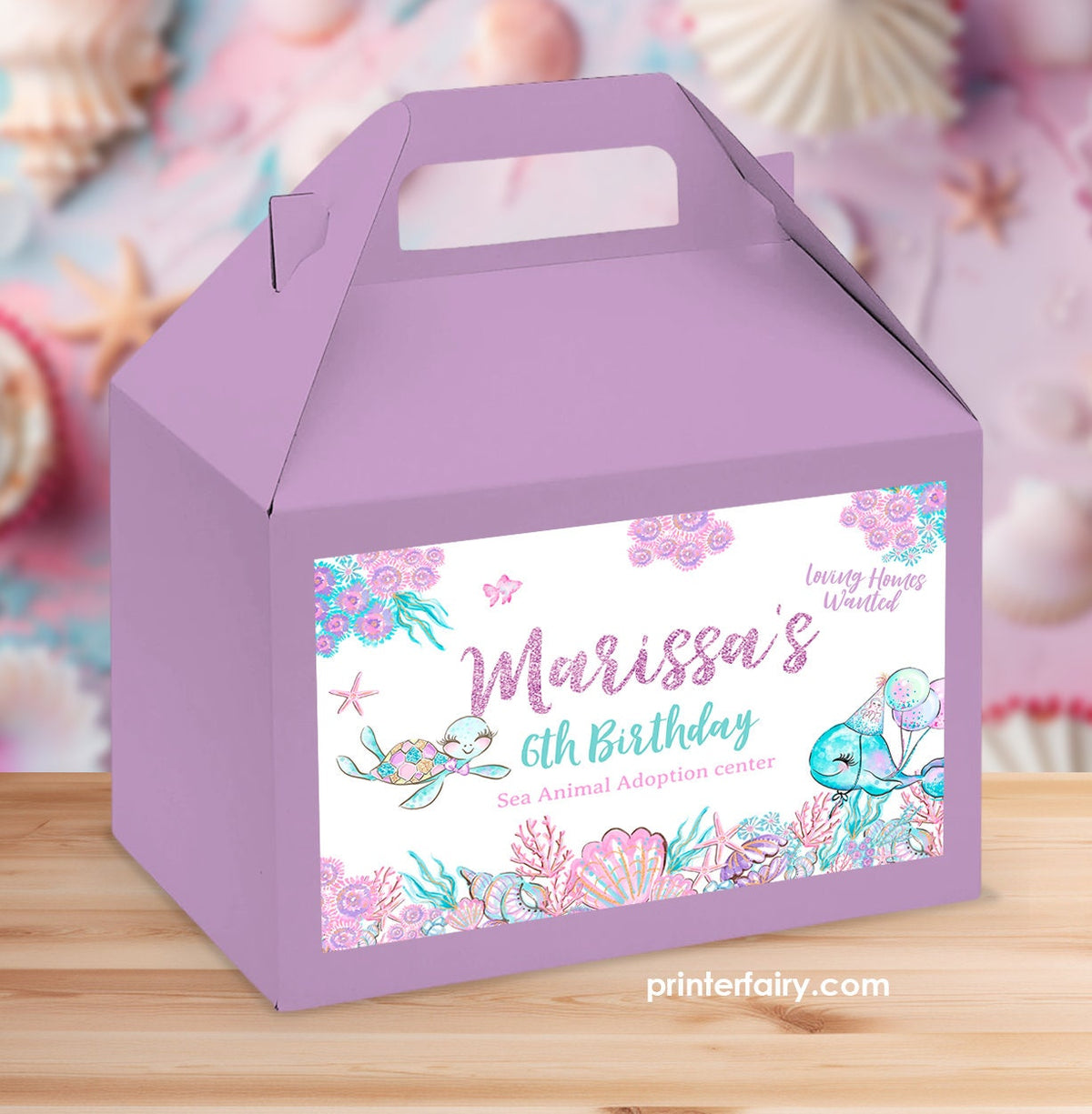 Under The Sea Party Gable Box Labels, Editable Favor Boxes (Digital Download)