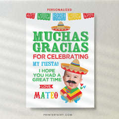 Personalized Fiesta Thank You Card, Cinco de Mayo, Mariachi Birthday (Digital)