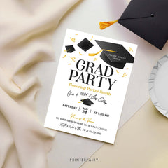 Graduation Party Invitation, Editable Template, College Grad Invite (Digital Download)
