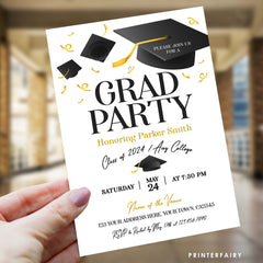 Graduation Party Invitation, Editable Template, College Grad Invite (Digital Download)