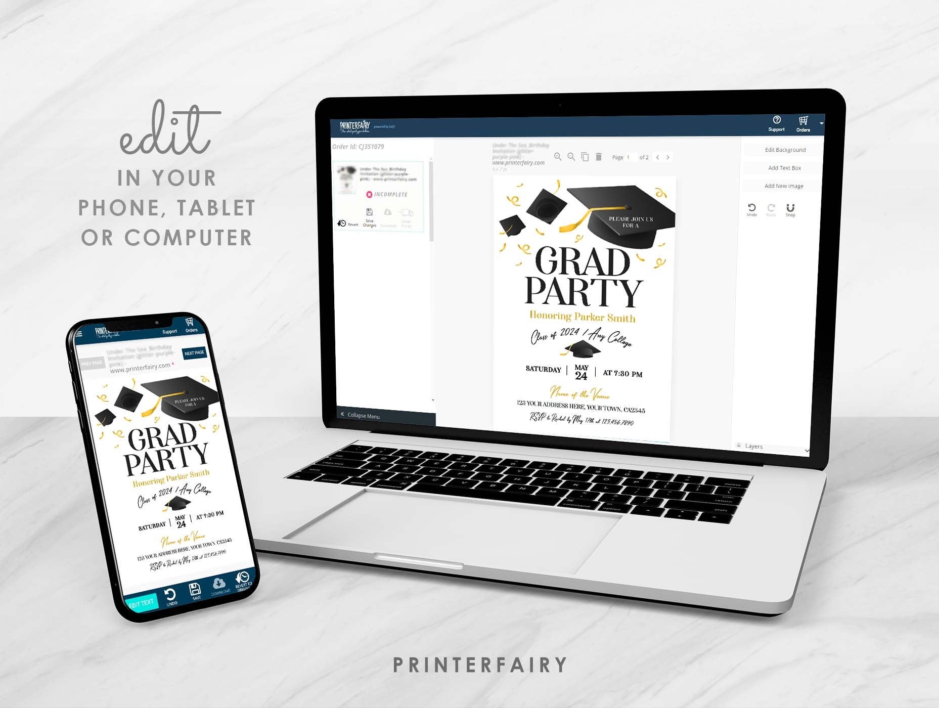 Graduation Party Invitation, Editable Template, College Grad Invite (Digital Download)