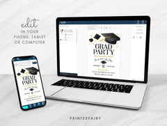 Graduation Party Invitation, Editable Template, College Grad Invite (Digital Download)