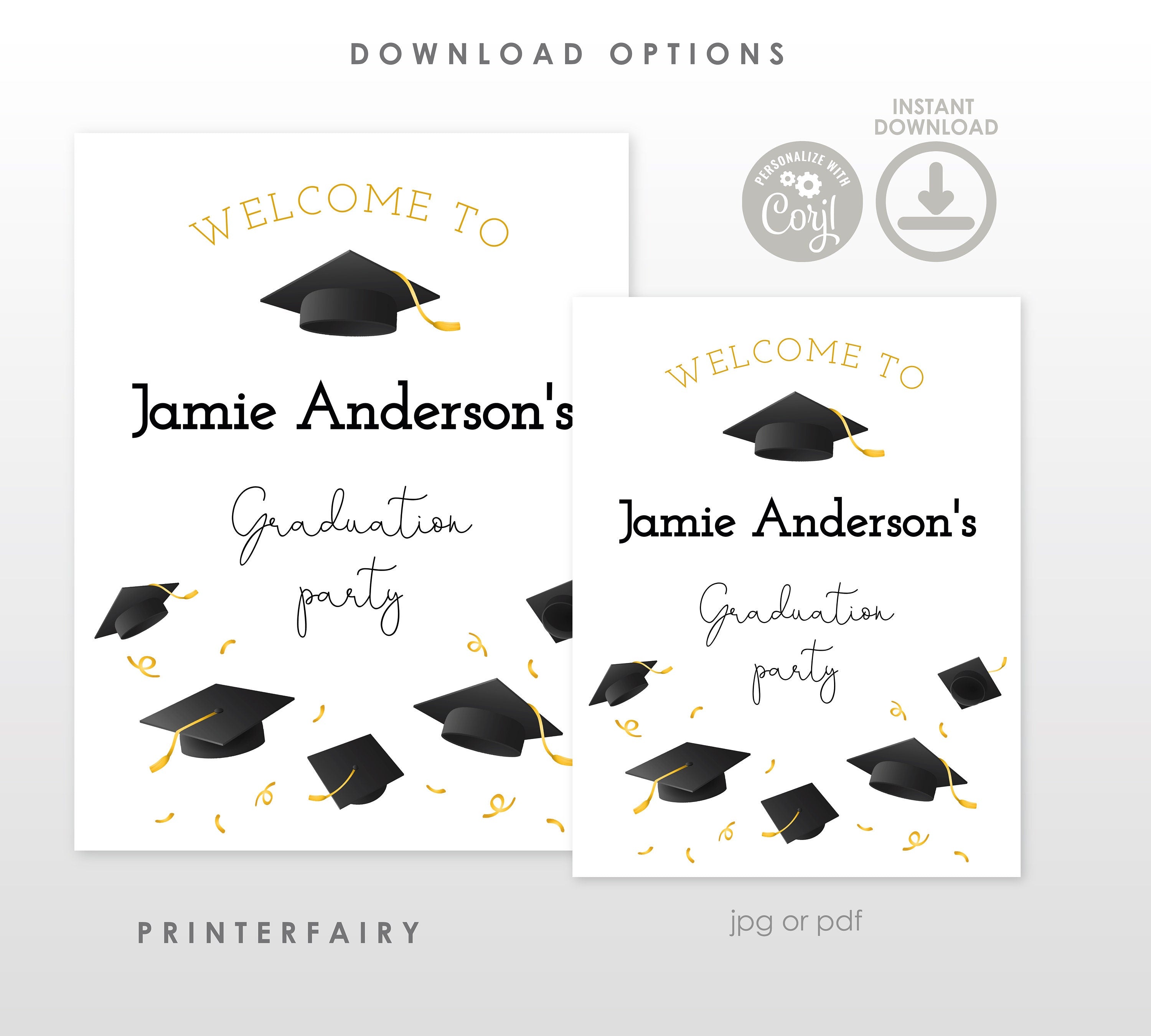 Graduation Party Welcome Sign Editable Template, Instant Download