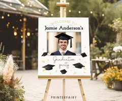 Graduation Party Welcome Sign with Photo Editable Template, Instant Download