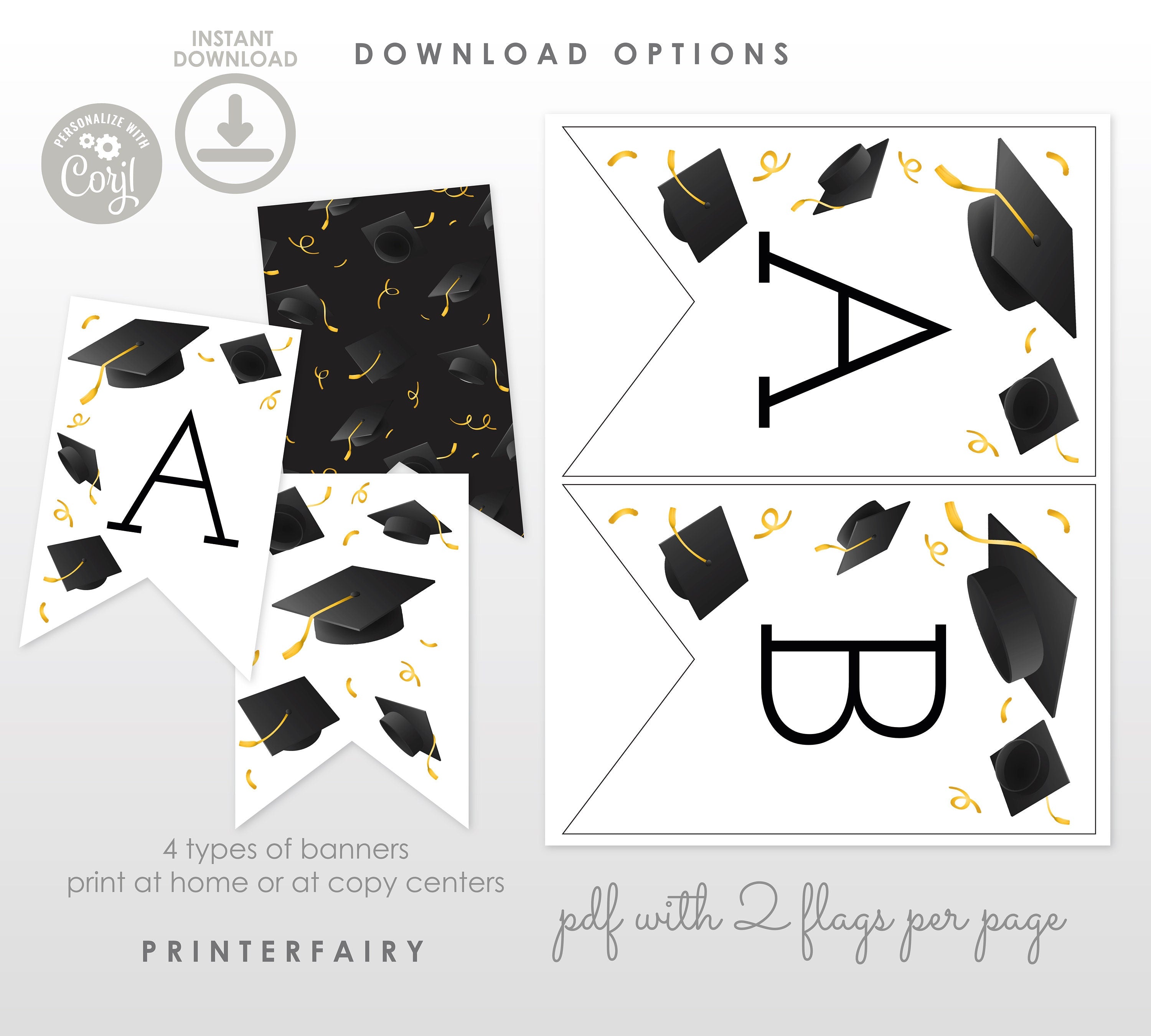 Graduation Party Banner Editable Template, Add your own Text, Instant Download
