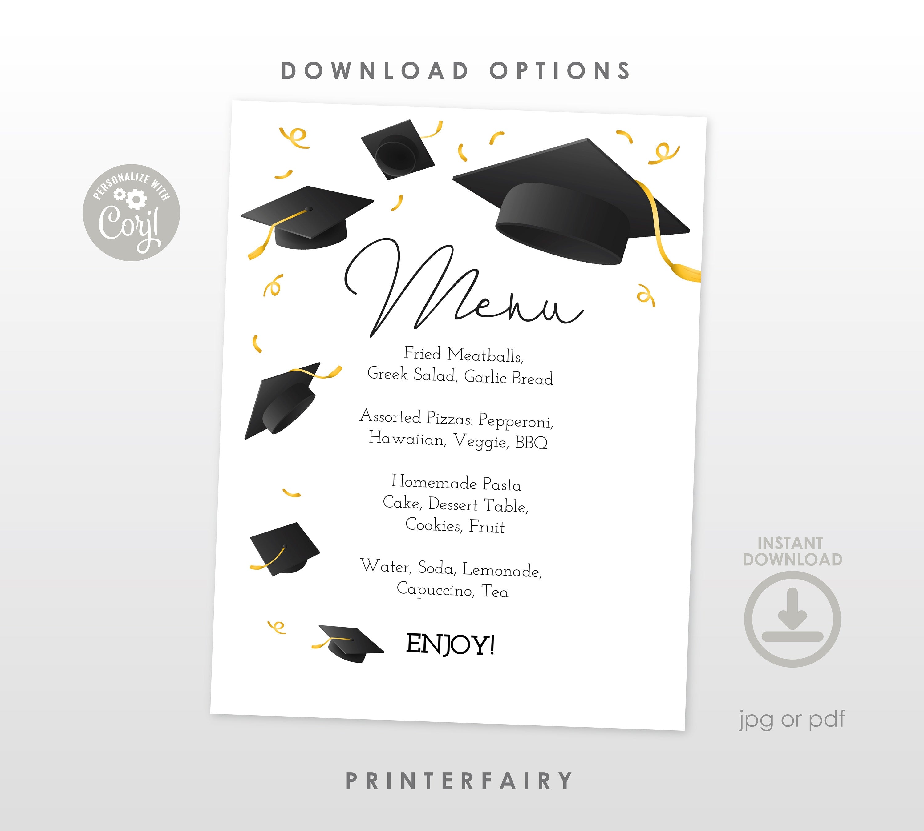 Graduation Party Bundle, Editable Templates, Invitation, Signs (Digital Download)