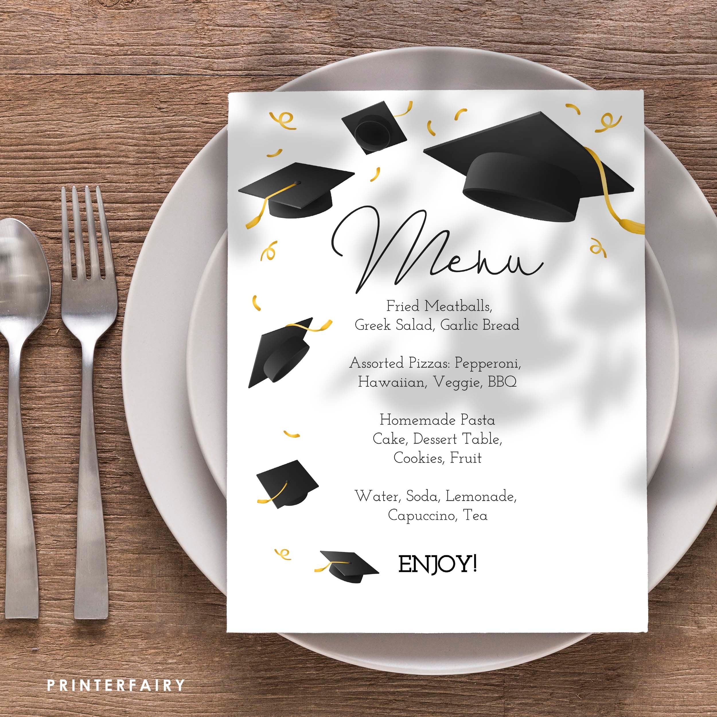 Graduation Party Menu Sign, Editable Template, College Grad Decor (Digital Download)