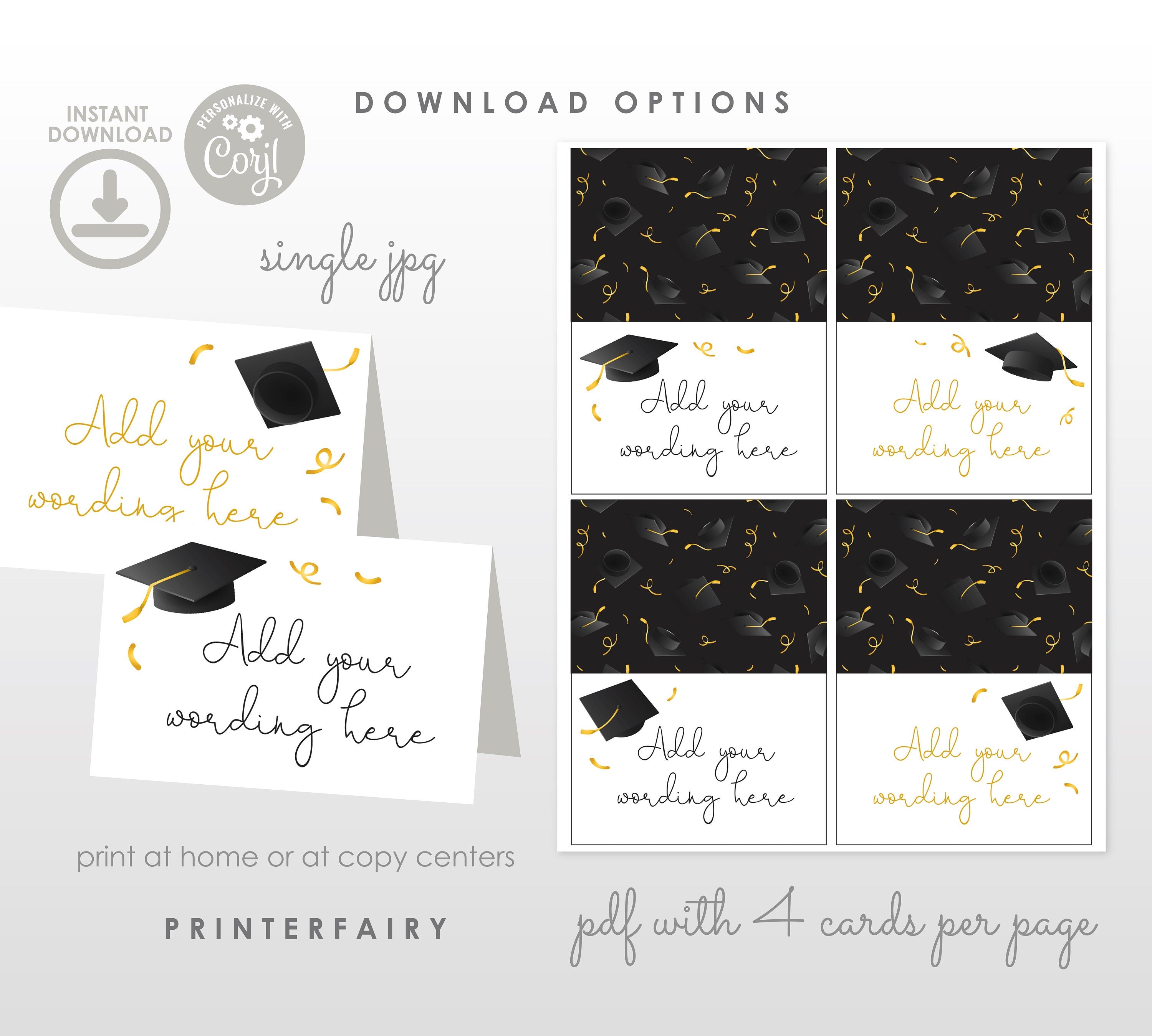 Graduation Place Cards Editable Template, Food Table Cards, Instant Download