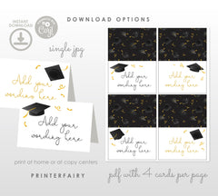 Graduation Place Cards Editable Template, Food Table Cards, Instant Download