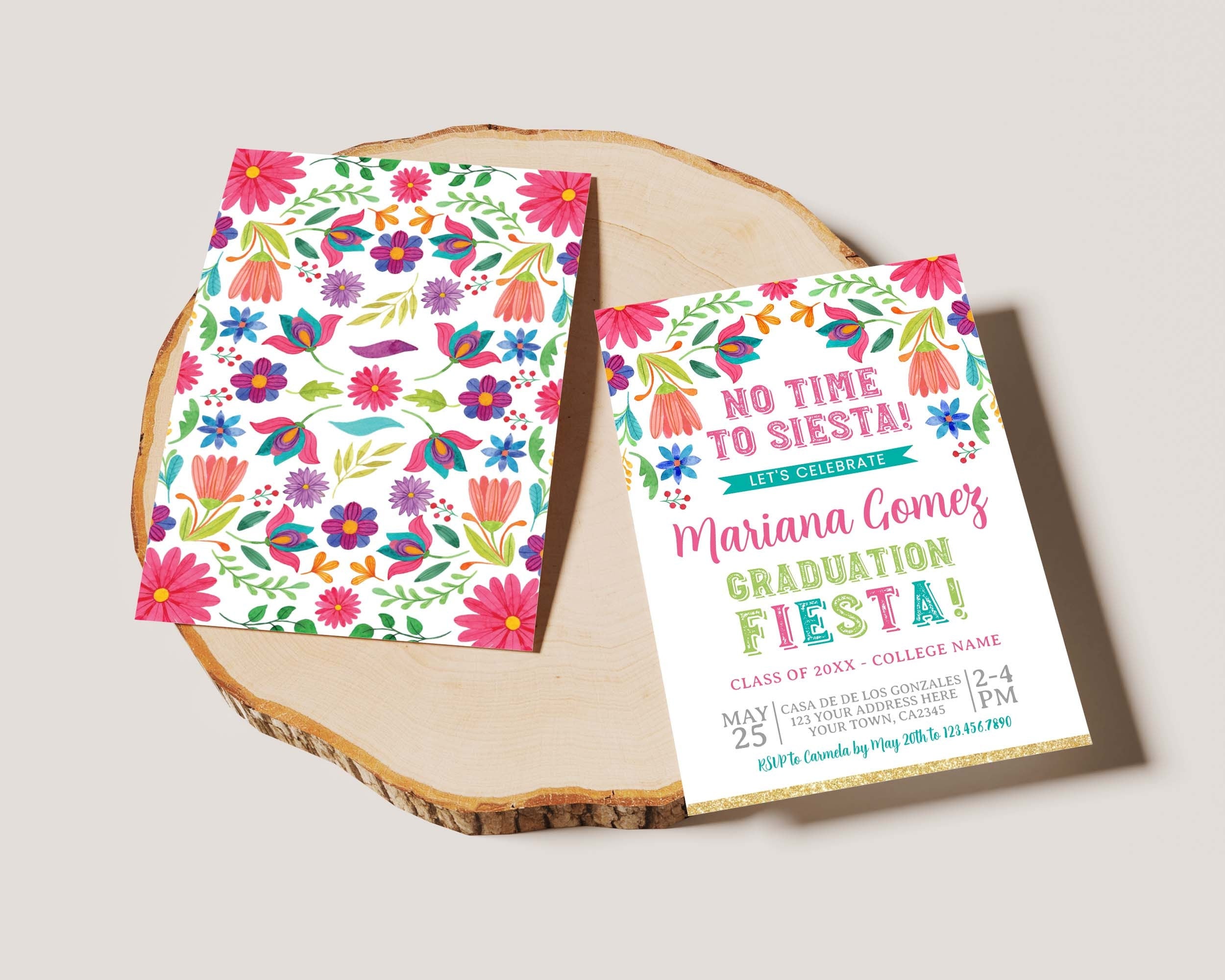 Graduation Fiesta Invitation, Mexican Theme, Editable Template (Digital)