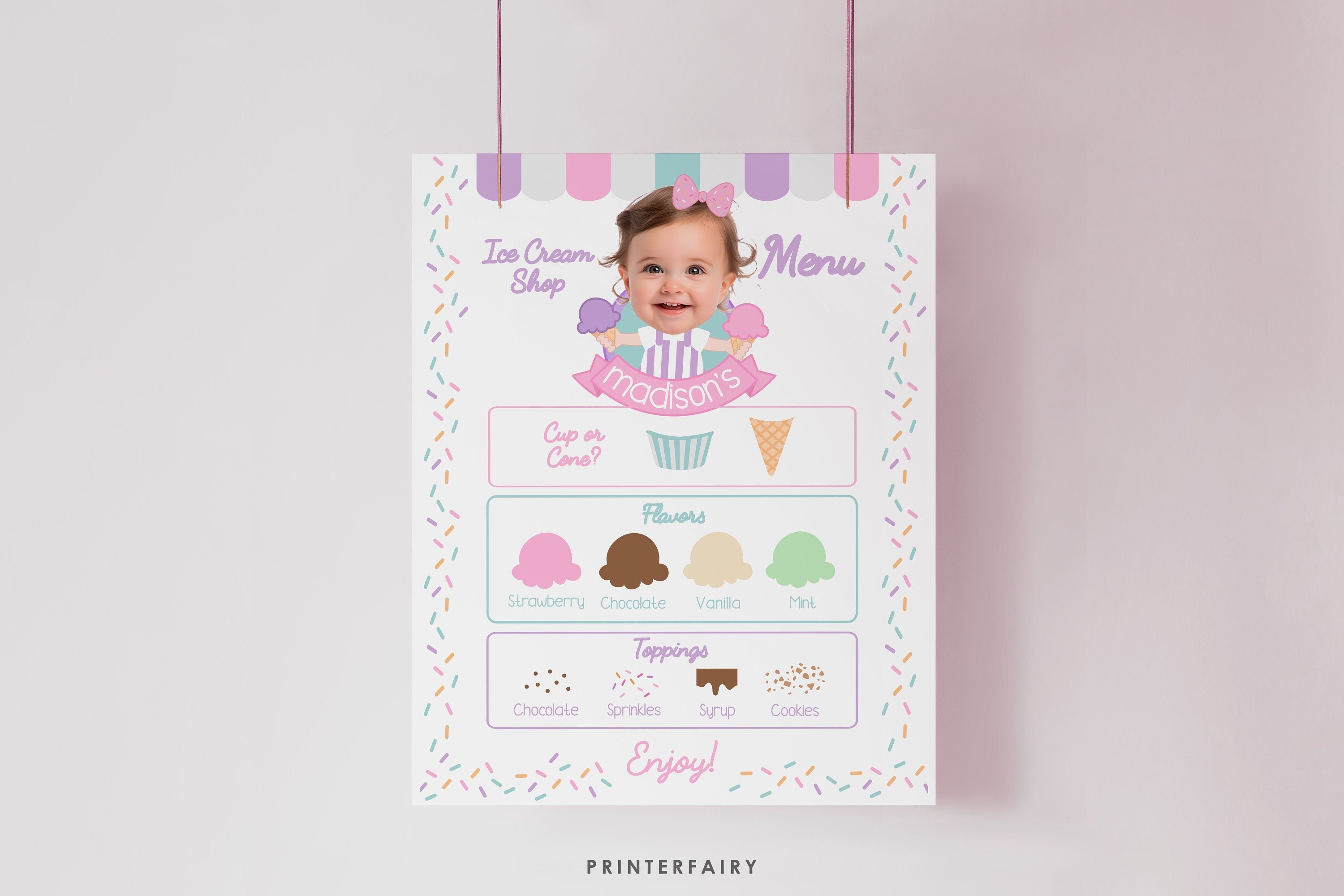 Editable Ice Cream Party Menu, Truck Sign (Digital Download)