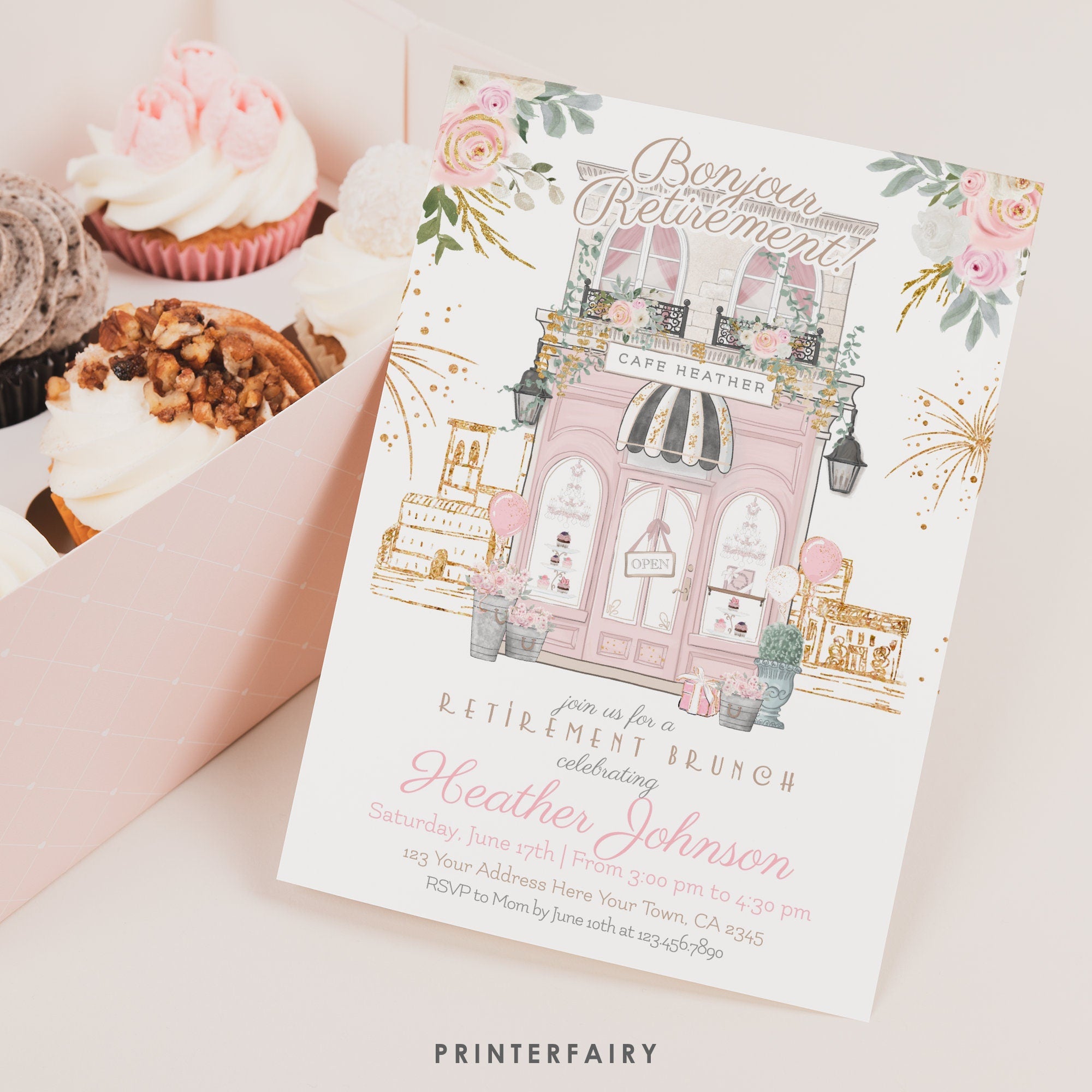 Paris Retirement Party Invitation, Editable Printable Farewell Tea (Digital Download)