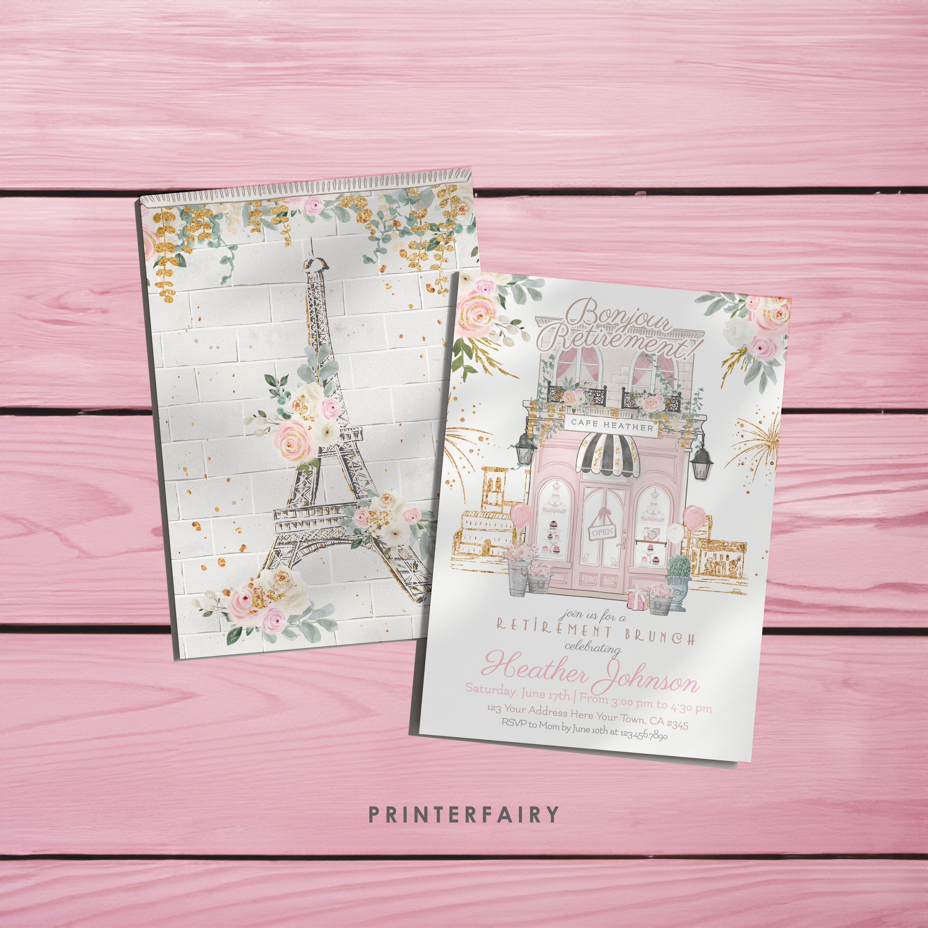Paris Retirement Party Invitation, Editable Printable Farewell Tea (Digital Download)