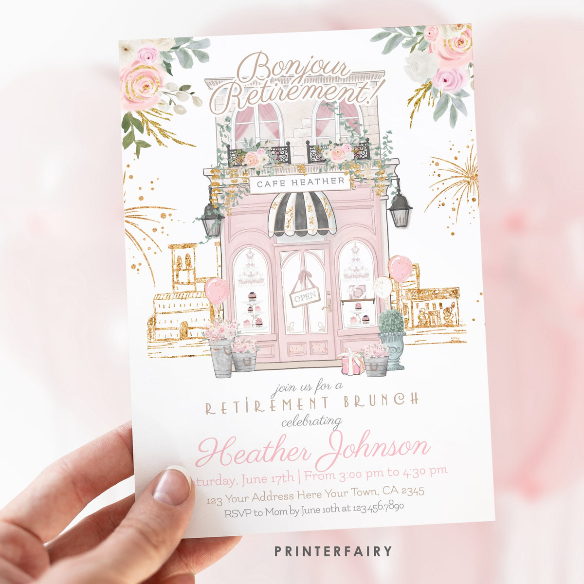 Paris Retirement Party Invitation, Editable Printable Farewell Tea (Digital Download)