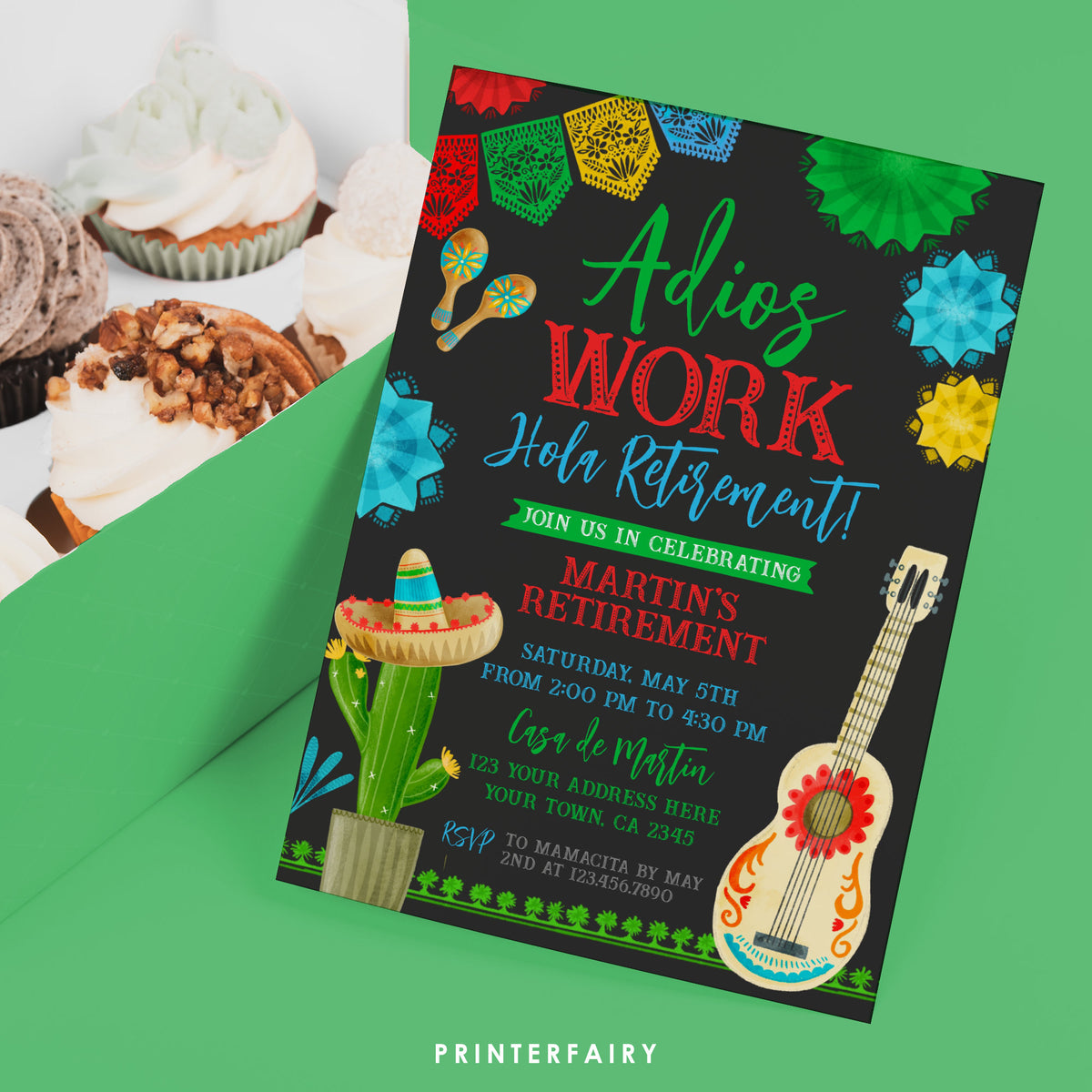 Fiesta Retirement Invitation, Editable Mexican Party Invite (Digital Download)